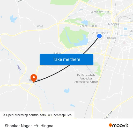 Shankar Nagar to Hingna map