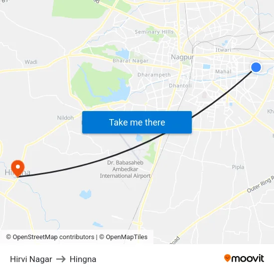 Hirvi Nagar to Hingna map