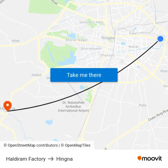 Haldiram Factory to Hingna map