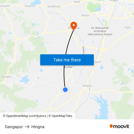 Gangapur to Hingna map