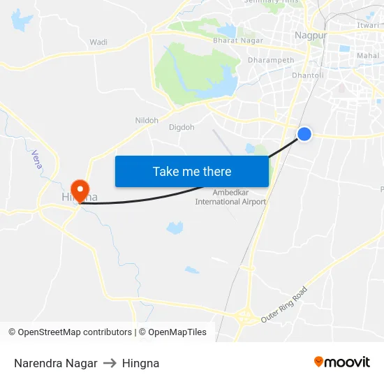 Narendra Nagar to Hingna map