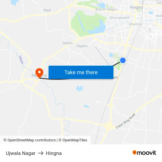 Ujwala Nagar to Hingna map