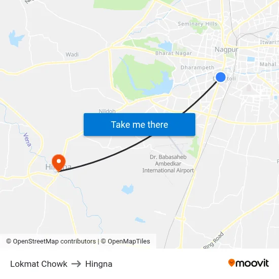Lokmat Chowk to Hingna map