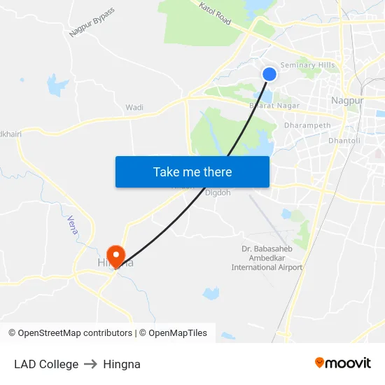 LAD College to Hingna map