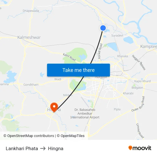 Lankhari Phata to Hingna map