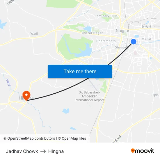 Jadhav Chowk to Hingna map