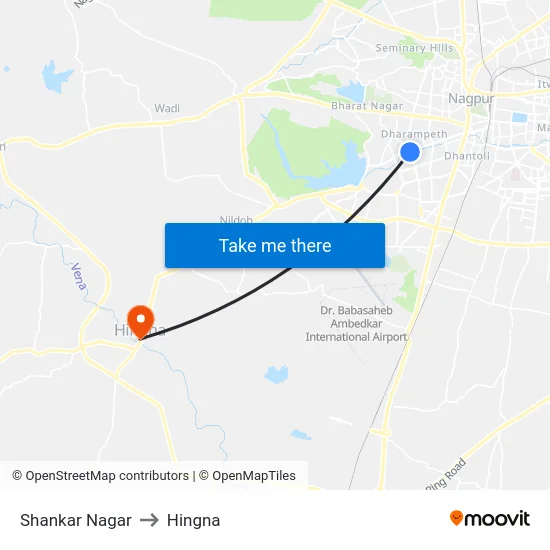 Shankar Nagar to Hingna map
