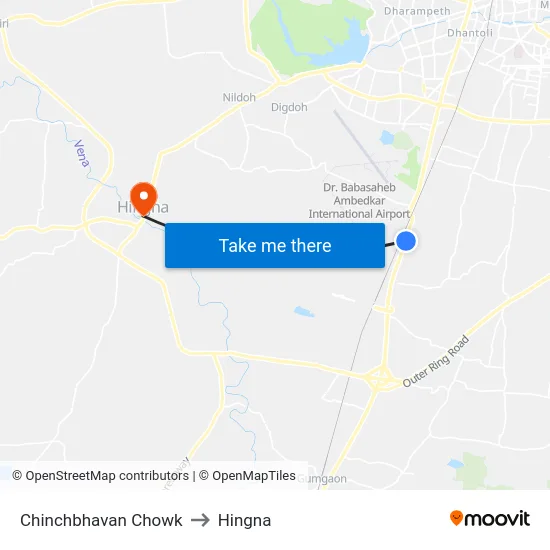 Chinchbhavan Chowk to Hingna map