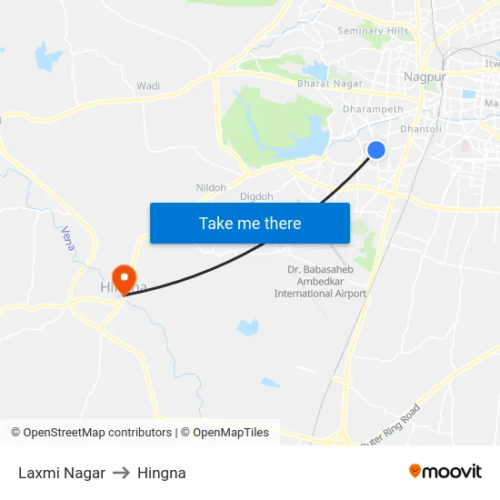 Laxmi Nagar to Hingna map