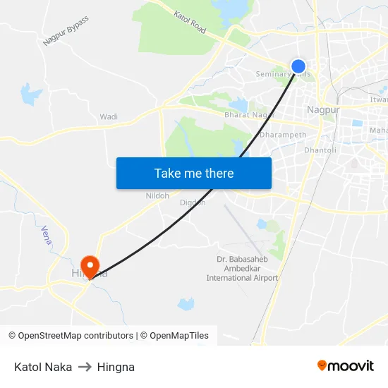 Katol Naka to Hingna map