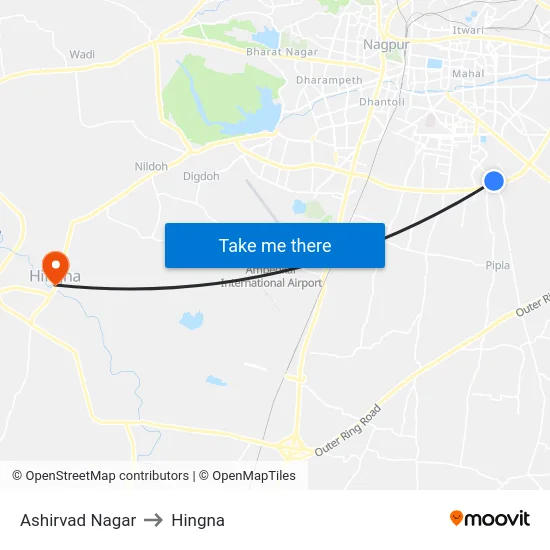 Ashirvad Nagar to Hingna map