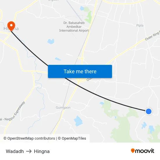 Wadadh to Hingna map