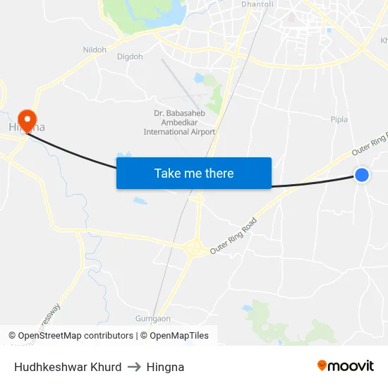 Hudhkeshwar Khurd to Hingna map