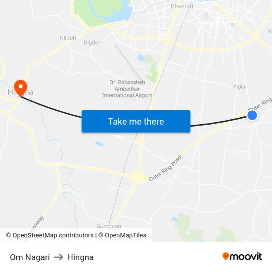 Om Nagari to Hingna map