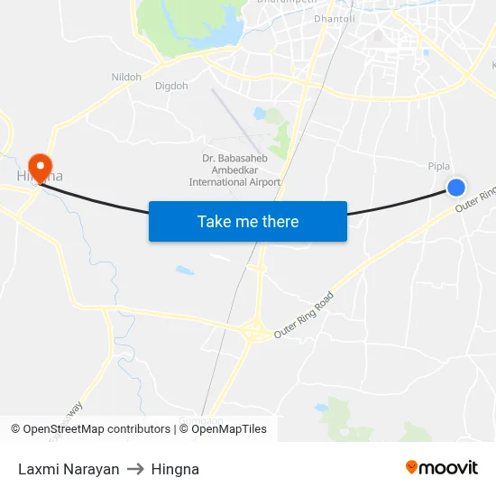 Laxmi Narayan to Hingna map