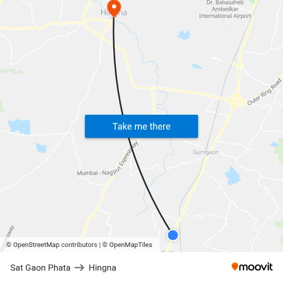Sat Gaon Phata to Hingna map