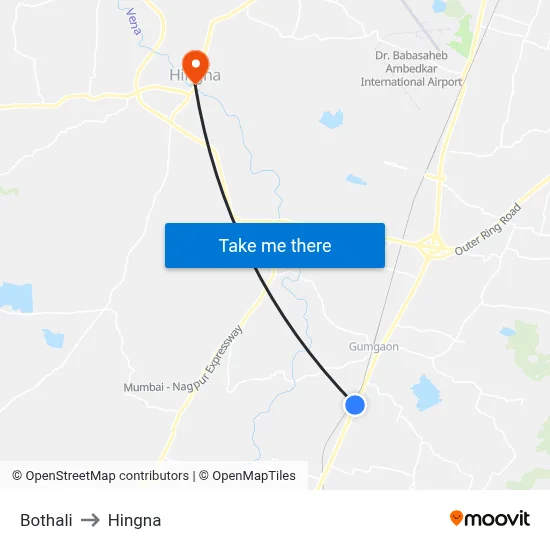Bothali to Hingna map