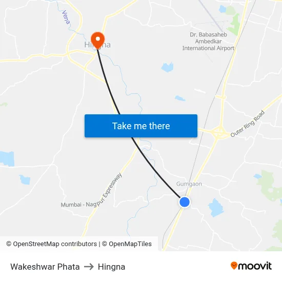 Wakeshwar Phata to Hingna map