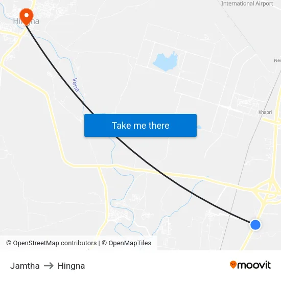 Jamtha to Hingna map