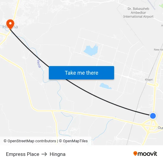 Empress Place to Hingna map