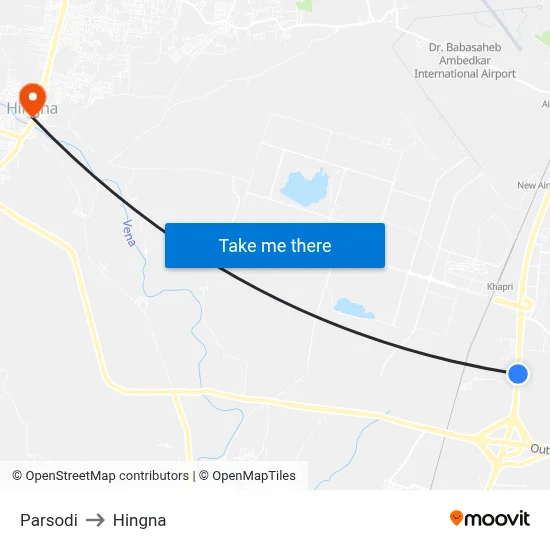 Parsodi to Hingna map
