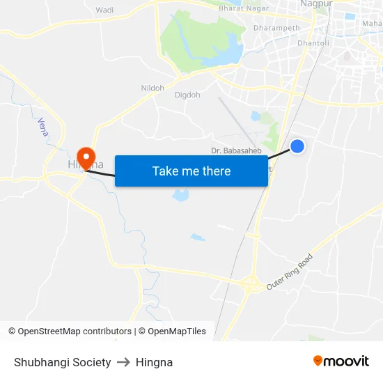 Shubhangi Society to Hingna map