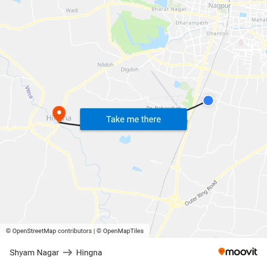 Shyam Nagar to Hingna map