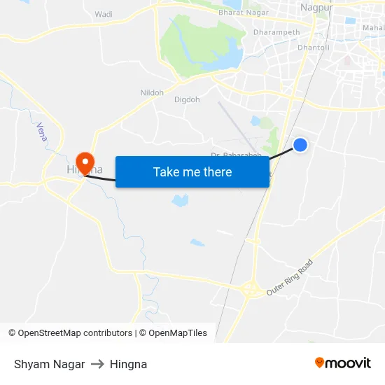 Shyam Nagar to Hingna map