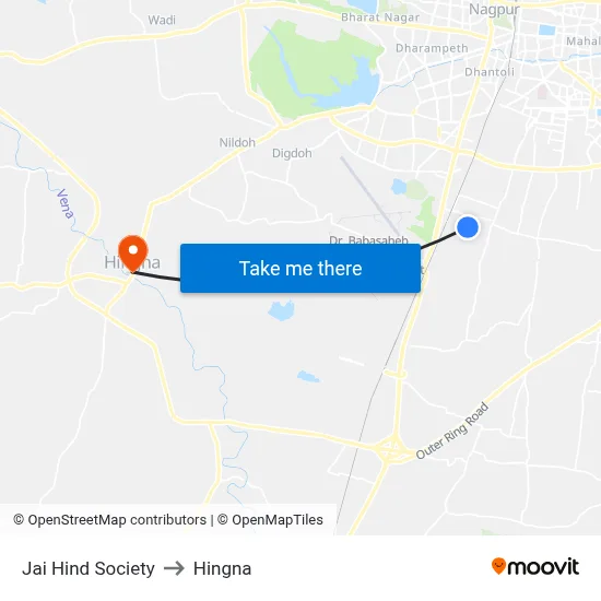 Jai Hind Society to Hingna map
