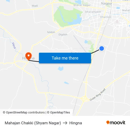 Mahajan Chakki (Shyam Nagar) to Hingna map