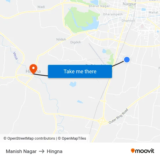 Manish Nagar to Hingna map