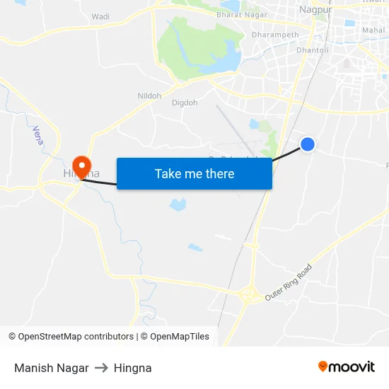 Manish Nagar to Hingna map