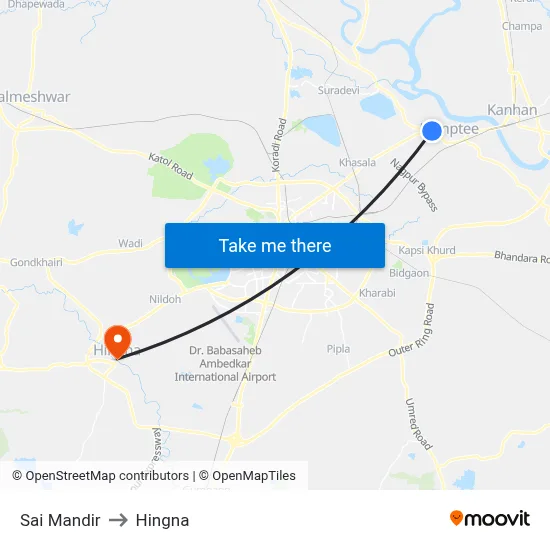 Sai Mandir to Hingna map