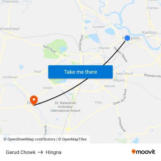 Garud Chowk to Hingna map