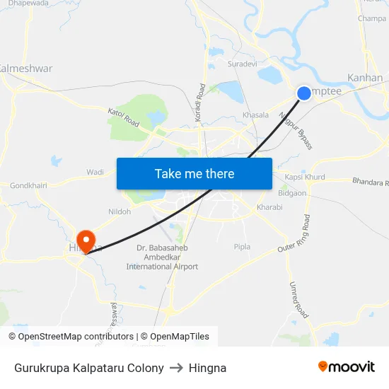 Gurukrupa Kalpataru Colony to Hingna map