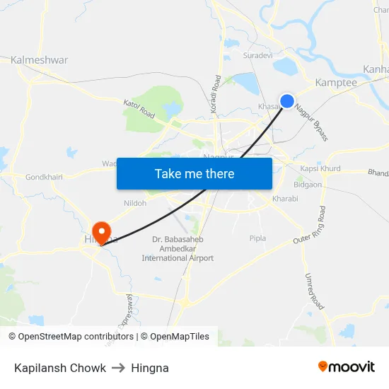 Kapilansh Chowk to Hingna map