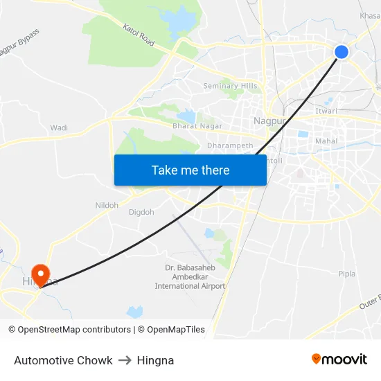 Automotive Chowk to Hingna map