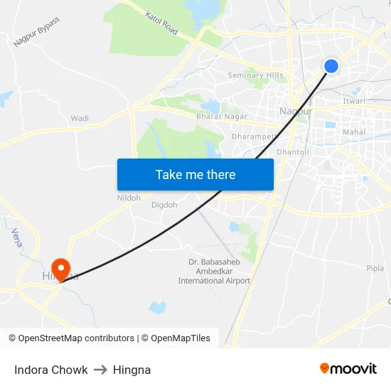 Indora Chowk to Hingna map
