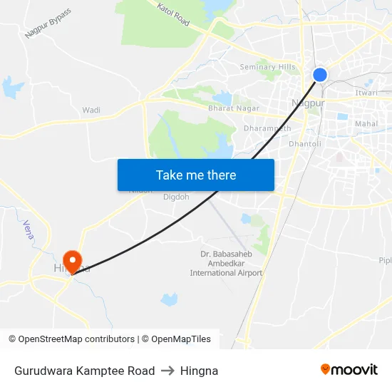 Gurudwara Kamptee Road to Hingna map