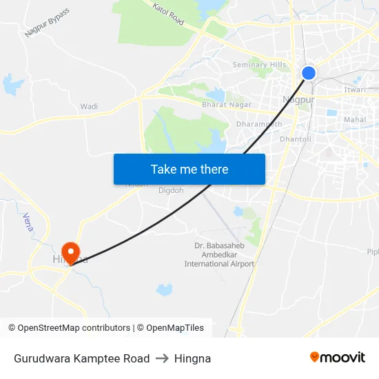 Gurudwara Kamptee Road to Hingna map