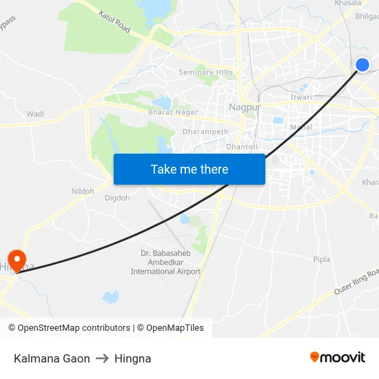 Kalmana Gaon to Hingna map