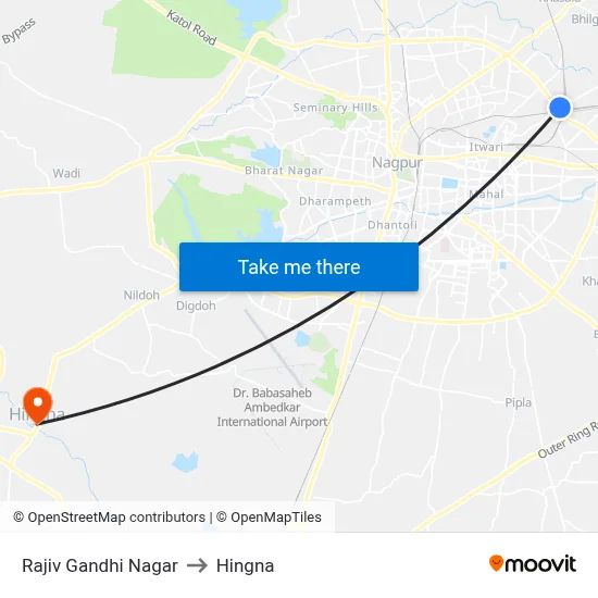 Rajiv Gandhi Nagar to Hingna map