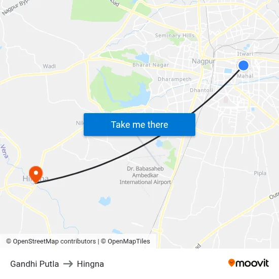 Gandhi Putla to Hingna map
