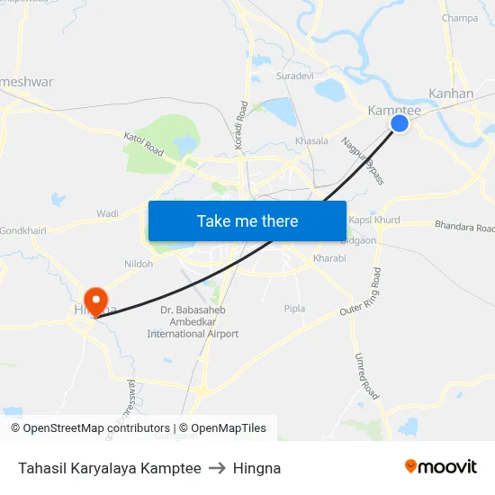 Tahasil Karyalaya Kamptee to Hingna map
