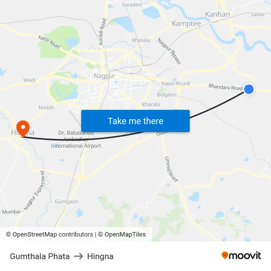 Gumthala Phata to Hingna map