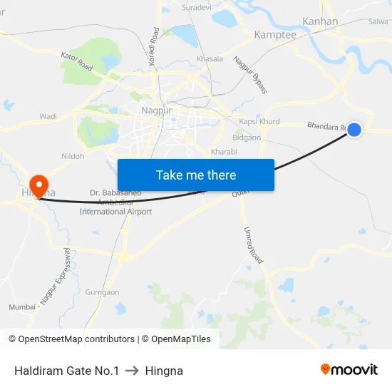 Haldiram Gate No.1 to Hingna map