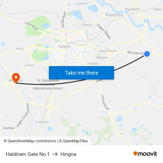 Haldiram Gate No.1 to Hingna map