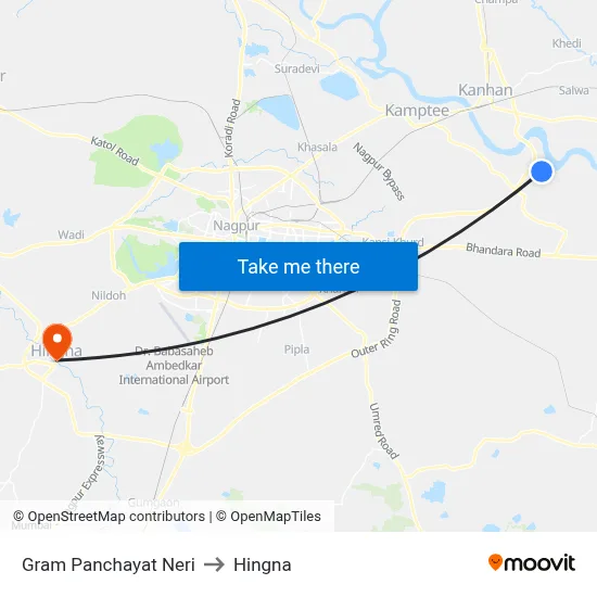 Gram Panchayat Neri to Hingna map