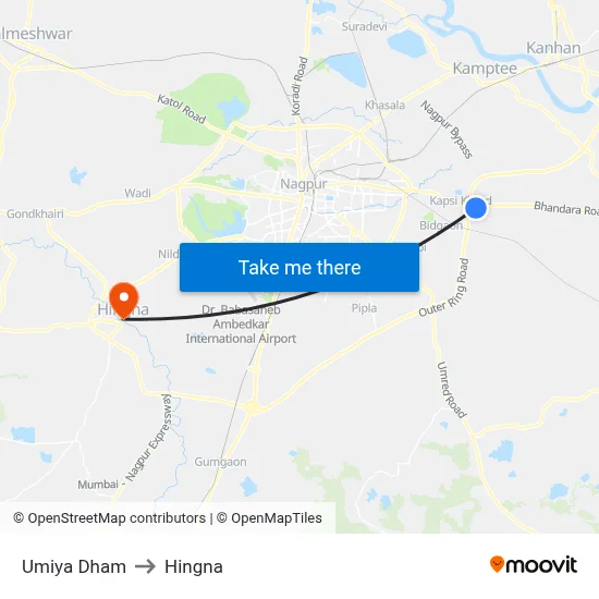 Umiya Dham to Hingna map