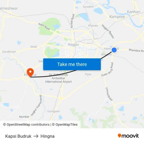 Kapsi Budruk to Hingna map